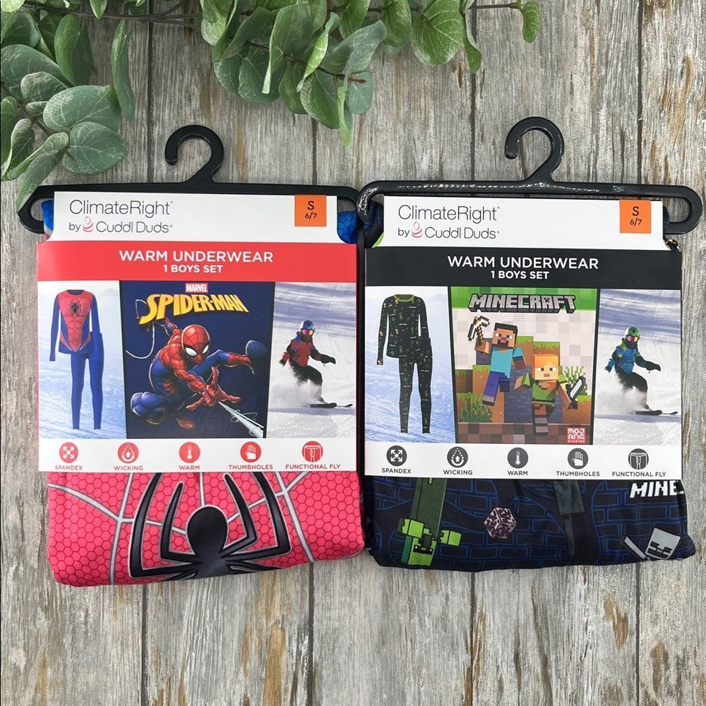 Boys Spider-Man & Minecraft Thermal Sets 2-Pack Size S